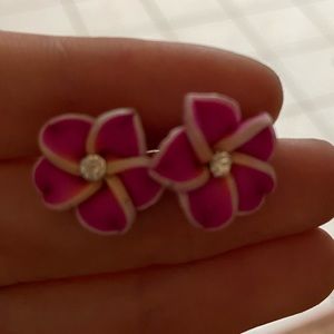 pink flower earrings